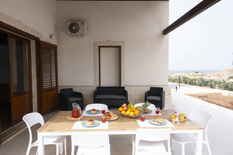 Terrace breakfast table with a sea view